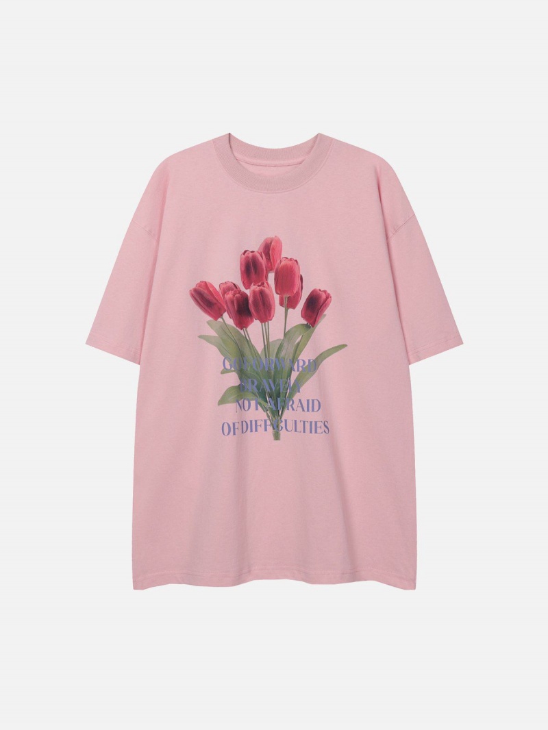 T Shirts Aelfric Eden Tulip Print Tee Grise | TAV-06540441